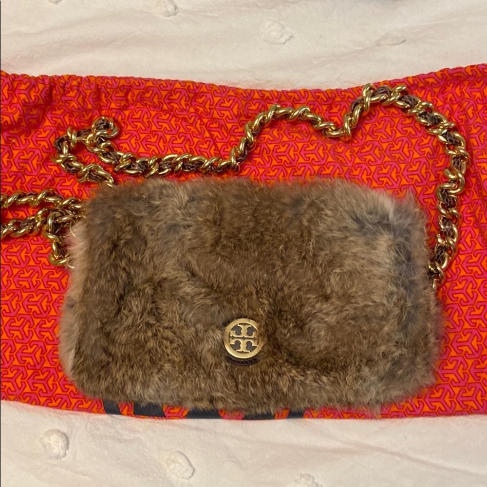 Tory Burch real rabbit fur shoulder bag